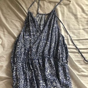 Blue floral print dress